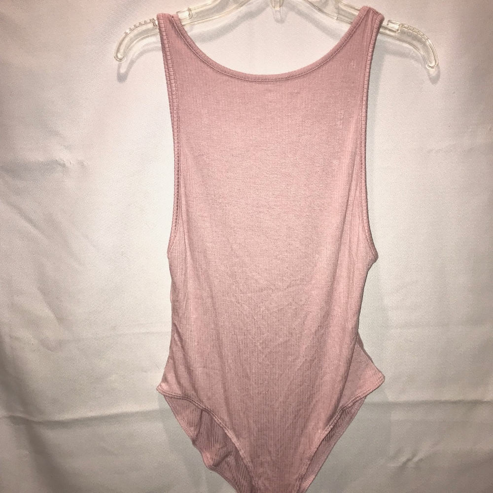 pink ribbed tank top bodysuit